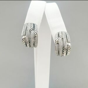 David Yurman Double Loop Labyrinth Earrings With Diamonds